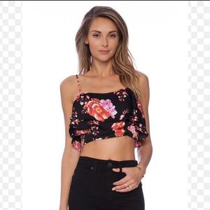 Tularosa black flowered crop top